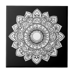 Carreau Mandala Carrelage en céramique noir et blanc
