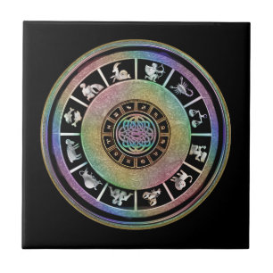 Carreau Mandala celtique de zodiaque d'arc-en-ciel