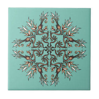 Carreau Mandala des serpents Art Nouveau - Teal Acaddemia