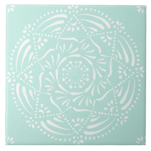 Carreau Mandala en verre marin