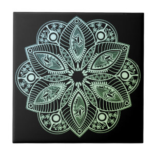 Carreau Mandala Exotic Tribal Green Gradient