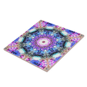 Carreau mandala fractal géométrique floral brillant  