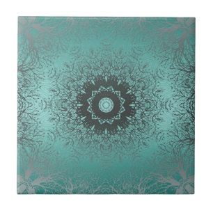 Carreau Mandala kaleidoscope en mosaïque vert motif o