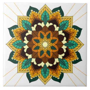Carreau Mandala Motif 2002 en carrelage en céramique jaune
