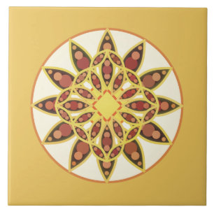 Carreau Mandala motif en chocolat brun et or
