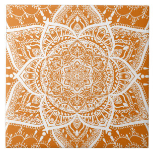 Carreau Mandala orange et blanc - Loergann en Citrouille