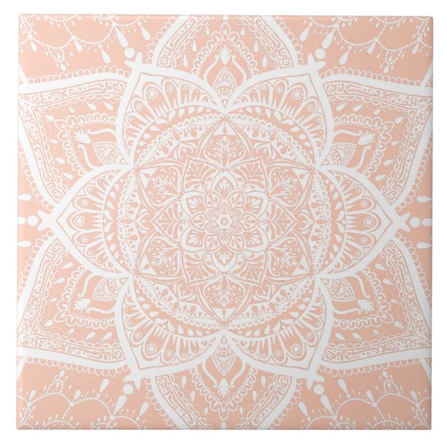 Carreau Mandala rose et blanc - Loergann en Apricot (Devant)