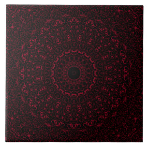 Carreau Mandala rouge Bourgogne avec symétrie ornementale