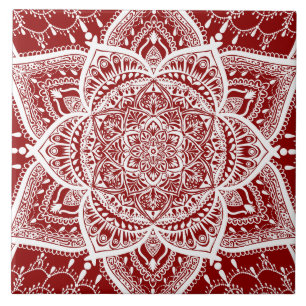 Carreau Mandala rouge et blanc - Loergann en framboise