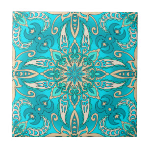 Carreau Mandala Turquoise Fractal