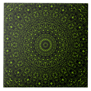 Carreau Mandala vert Chartreuse avec symétrie audacieuse
