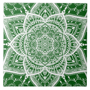 Carreau Mandala vert et blanc - Loergann à Moringa