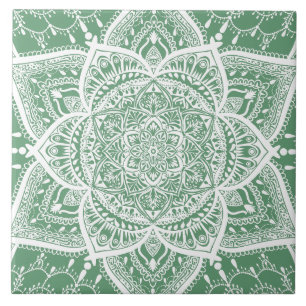 Carreau Mandala vert et blanc - Loergann en cage