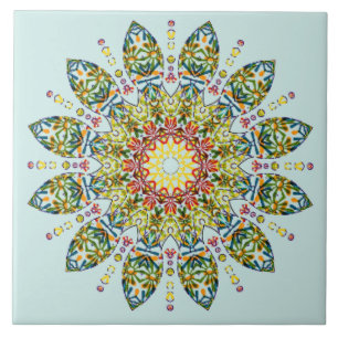 Carreau Mandala vert orange