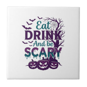 Carreau Manger Boire Être Effrayant Halloween Arbre Squele