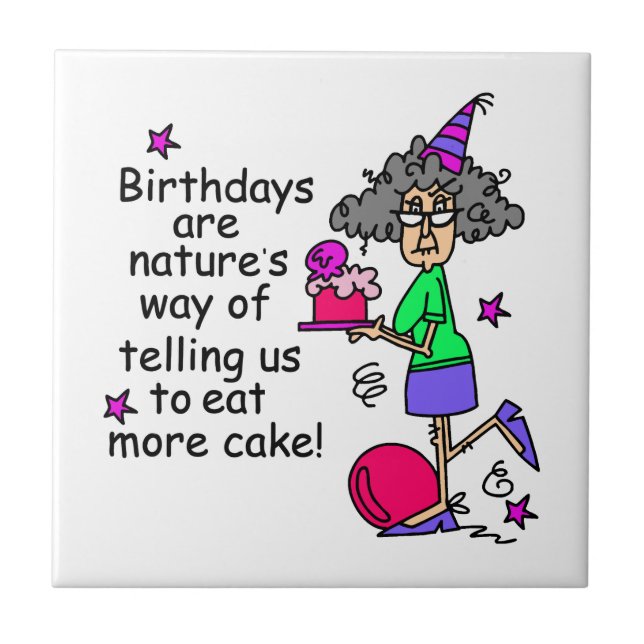 Carreau Mangez plus de gâteau Humour d'anniversaire (Devant)