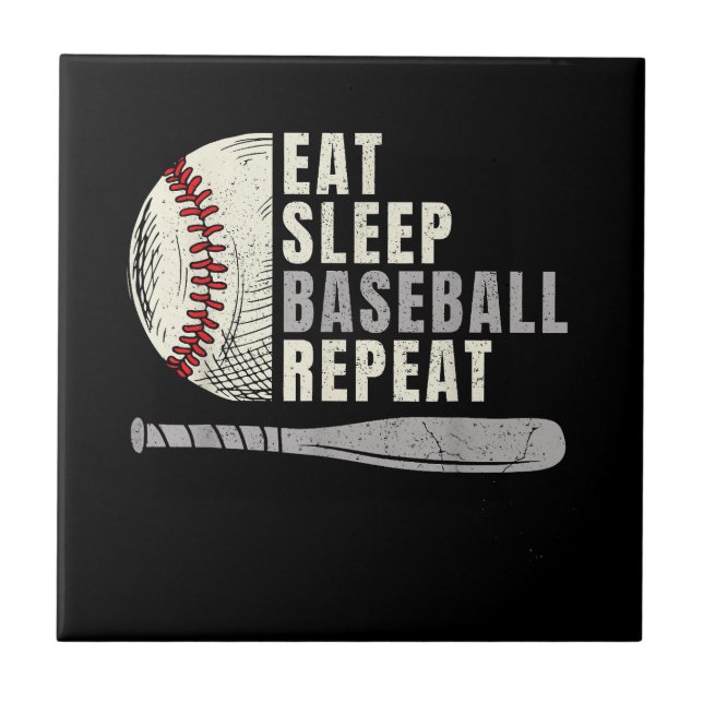 Carreau Mangez Sleep Baseball Répéter Funny Baseball Playe (Devant)