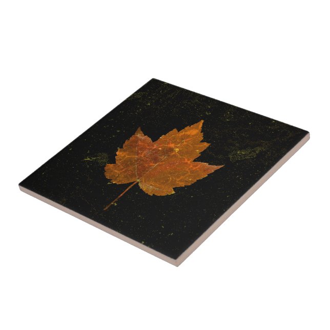 Carreau Maple Leaf Gold Jaune Black Country Fall Texture (Côté)