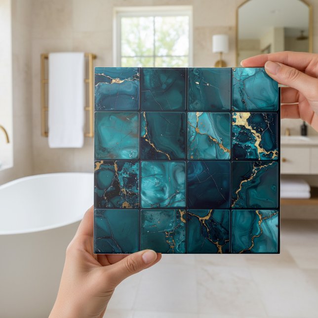 Carreau Marble Mix 4x4 Squares Teal ID1186c (Créateur téléchargé)