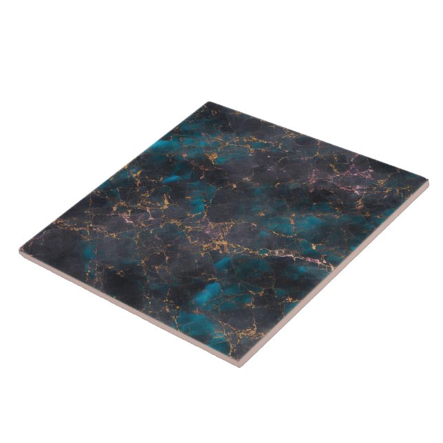 Carreau Marble Ocean Blue Rose Gold Collection tendance (Côté)