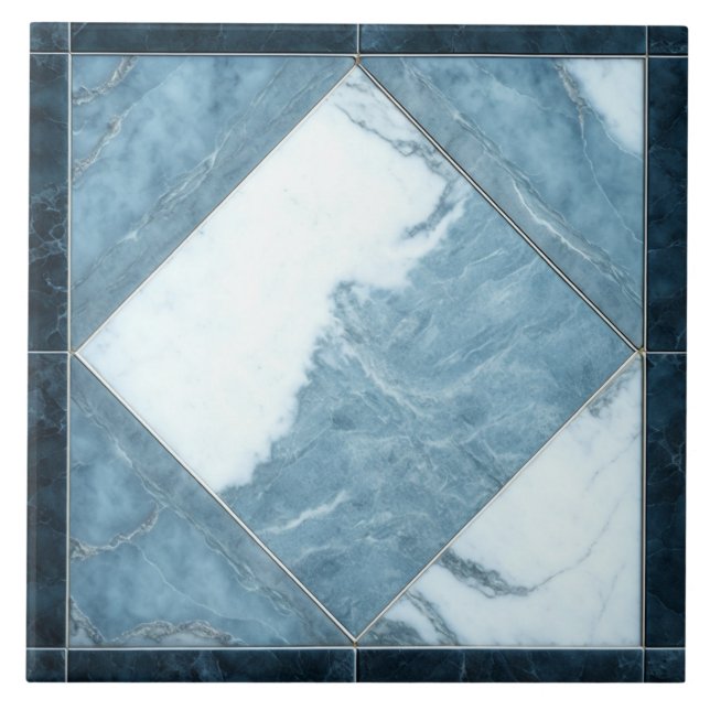 Carreau Marbre blanc bleu céramique Carrelage élégant inté (Devant)