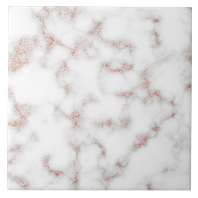 Carreau Marbre blanc Carrara Rose Gold Parties scintillant (Devant)