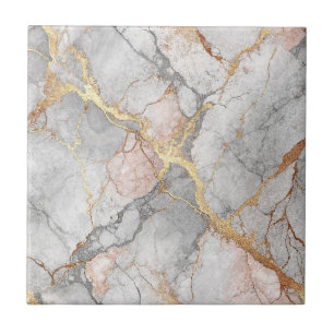 Carreau Marbre blanc royal pierre et or motif art veineux