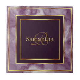 Carreau Marbre Géométrique Bourgogne Violet Et Or