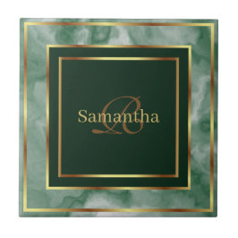 Carreau Marbre Géométrique Emeraude Vert Et Or