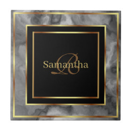 Carreau Marbre Géométrique Noir Or Et Gris