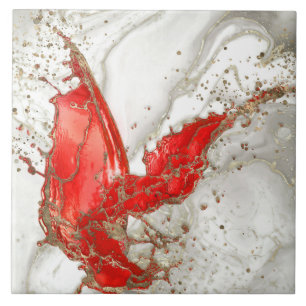 Carreau Marbre liquide rouge et or