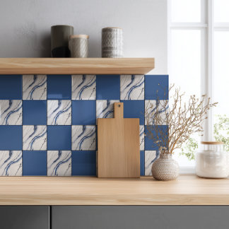 Carreau Marbre minimaliste blanc et bleu moderne