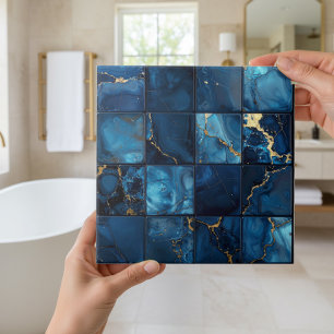 Carreau Marbre Mix 4x4 Carrés Bleu ID1186c