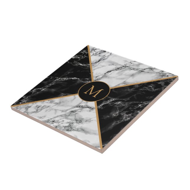 Carreau Marbre noir & blanc - Personnalisable - Moderne (Côté)