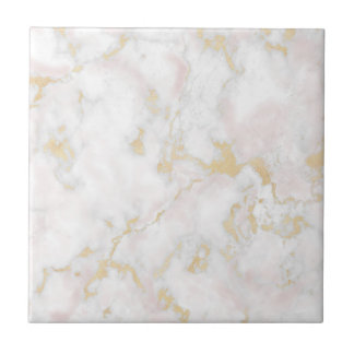 Carreau marbre rose or tuile motif