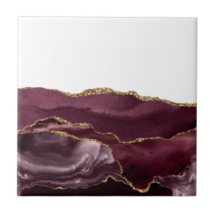 Carreau Marbre Rouge Vin Agate Pailletée Dorée Glamour Élé