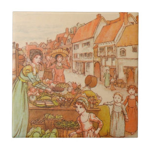 Carreau Marché vintage Jour de l'épicerie Produire stand d