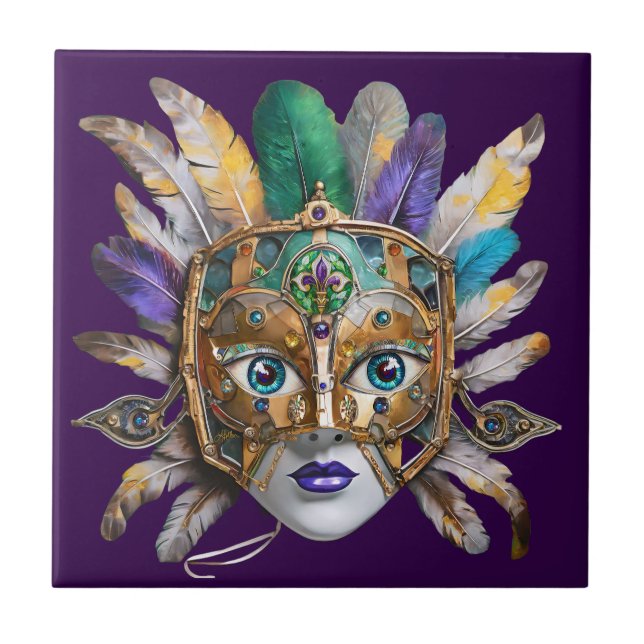 Carreau Mardi Gras Météo et Masque Métal (Devant)