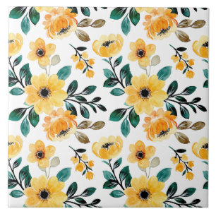 Carreau Marguerite fleurie jaune orangé fleurs de jardin 