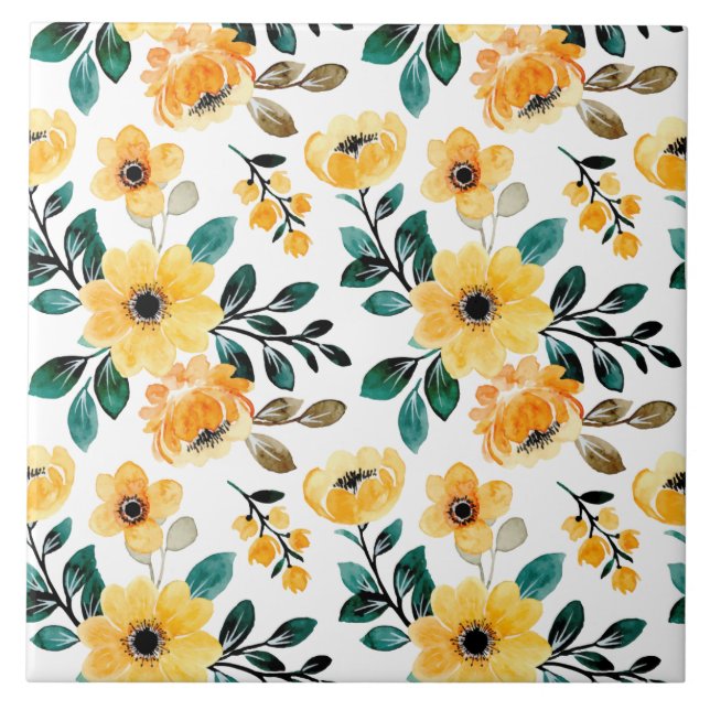 Carreau Marguerite fleurie jaune orangé fleurs de jardin m (Devant)