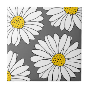 Carreau Marguerite gris jaune et blanc