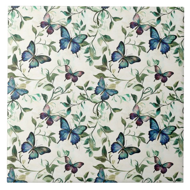 Carreau Mariage Chic Romantique Papillons Bleus Shower (Devant)
