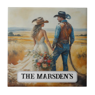 Carreau Mariage Country Western Aquarelle