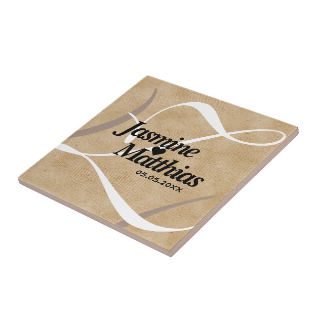 Carreau Mariage de Burlap Vintage rustique (Côté)