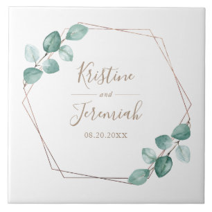 Carreau Mariage de script de café Eucalyptus moderne