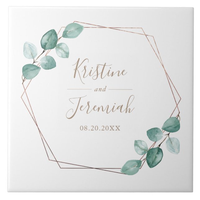 Carreau Mariage de script de café Eucalyptus moderne (Devant)