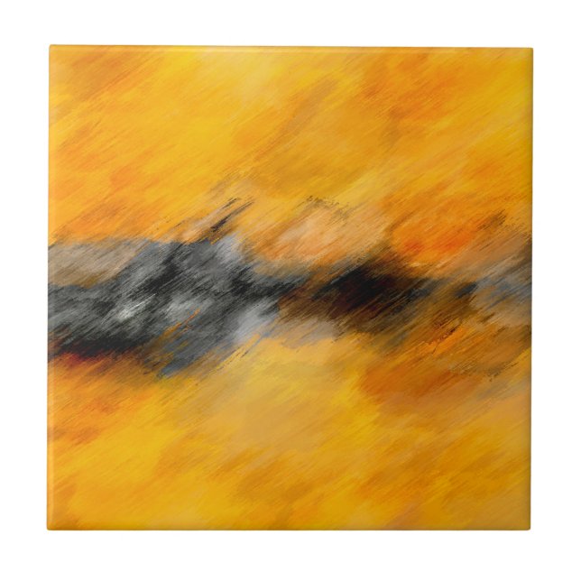 Carreau Marigold, gris et citron brûlé abstrait (Devant)