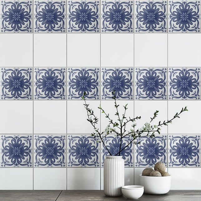 Carreau Marine Bleu Blanc Russe Azulejo Méditerranée (Créateur téléchargé)