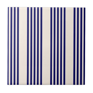 Carreau Marine bleu et beige cinq bandes motif