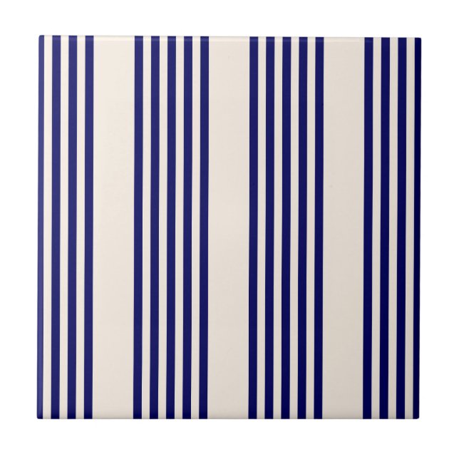 Carreau Marine bleu et beige cinq bandes motif (Devant)
